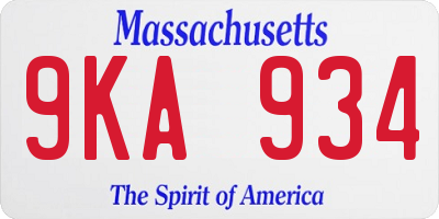 MA license plate 9KA934