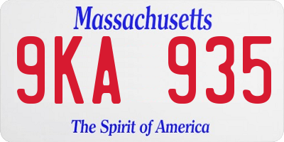 MA license plate 9KA935