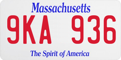 MA license plate 9KA936