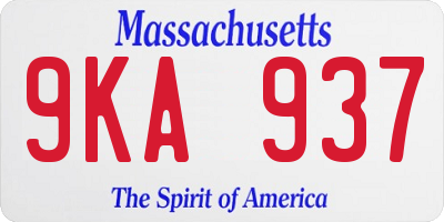 MA license plate 9KA937