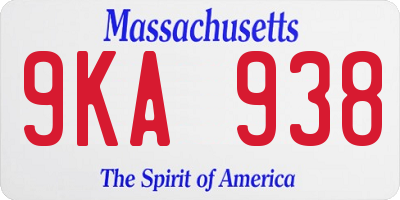 MA license plate 9KA938