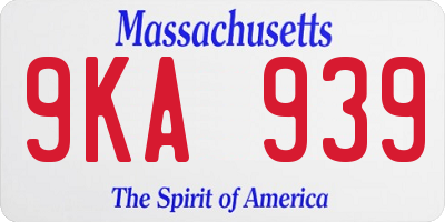 MA license plate 9KA939