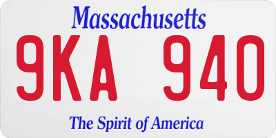 MA license plate 9KA940