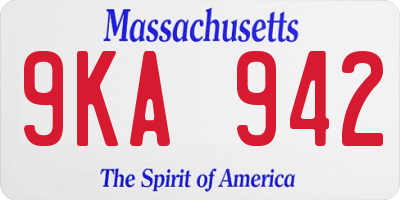 MA license plate 9KA942