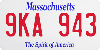 MA license plate 9KA943