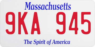 MA license plate 9KA945