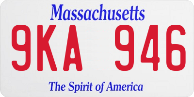 MA license plate 9KA946