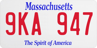 MA license plate 9KA947