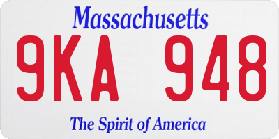 MA license plate 9KA948