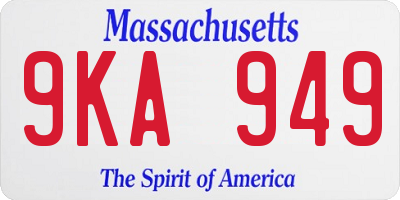 MA license plate 9KA949