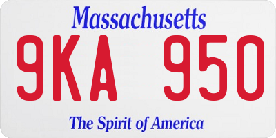 MA license plate 9KA950