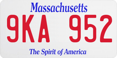 MA license plate 9KA952