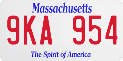 MA license plate 9KA954