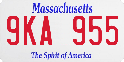 MA license plate 9KA955
