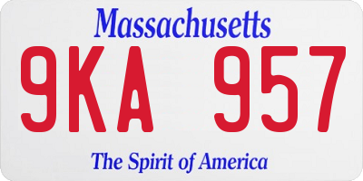 MA license plate 9KA957