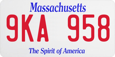 MA license plate 9KA958