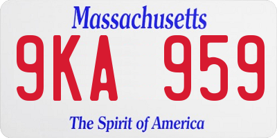 MA license plate 9KA959