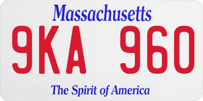 MA license plate 9KA960
