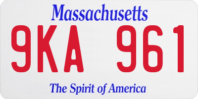 MA license plate 9KA961