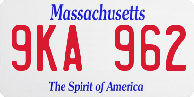 MA license plate 9KA962