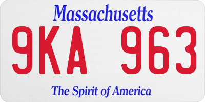 MA license plate 9KA963