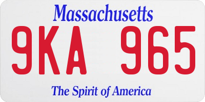 MA license plate 9KA965