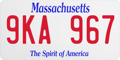 MA license plate 9KA967
