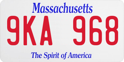 MA license plate 9KA968