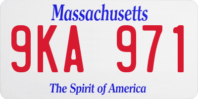 MA license plate 9KA971
