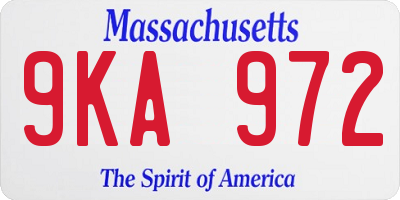 MA license plate 9KA972