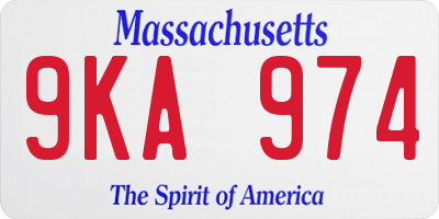 MA license plate 9KA974