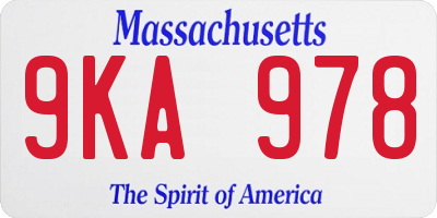 MA license plate 9KA978