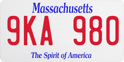 MA license plate 9KA980