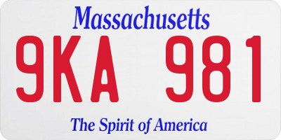 MA license plate 9KA981