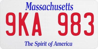 MA license plate 9KA983