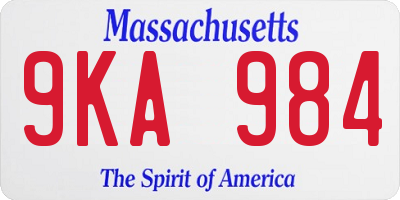 MA license plate 9KA984