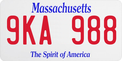 MA license plate 9KA988