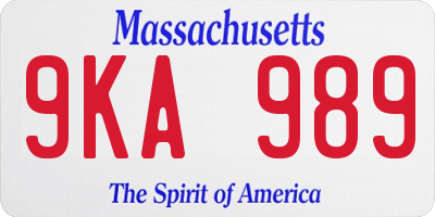MA license plate 9KA989