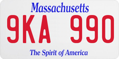 MA license plate 9KA990