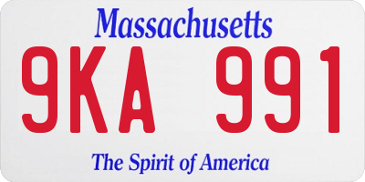 MA license plate 9KA991