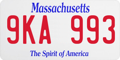 MA license plate 9KA993