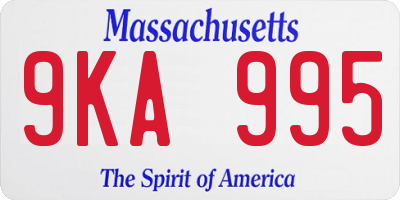 MA license plate 9KA995
