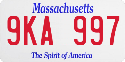 MA license plate 9KA997