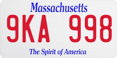 MA license plate 9KA998
