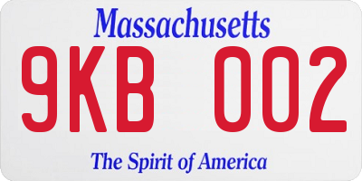 MA license plate 9KB002