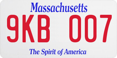 MA license plate 9KB007