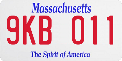 MA license plate 9KB011