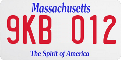 MA license plate 9KB012