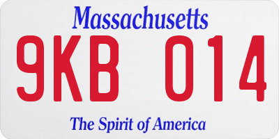MA license plate 9KB014
