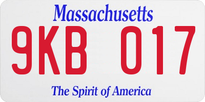 MA license plate 9KB017